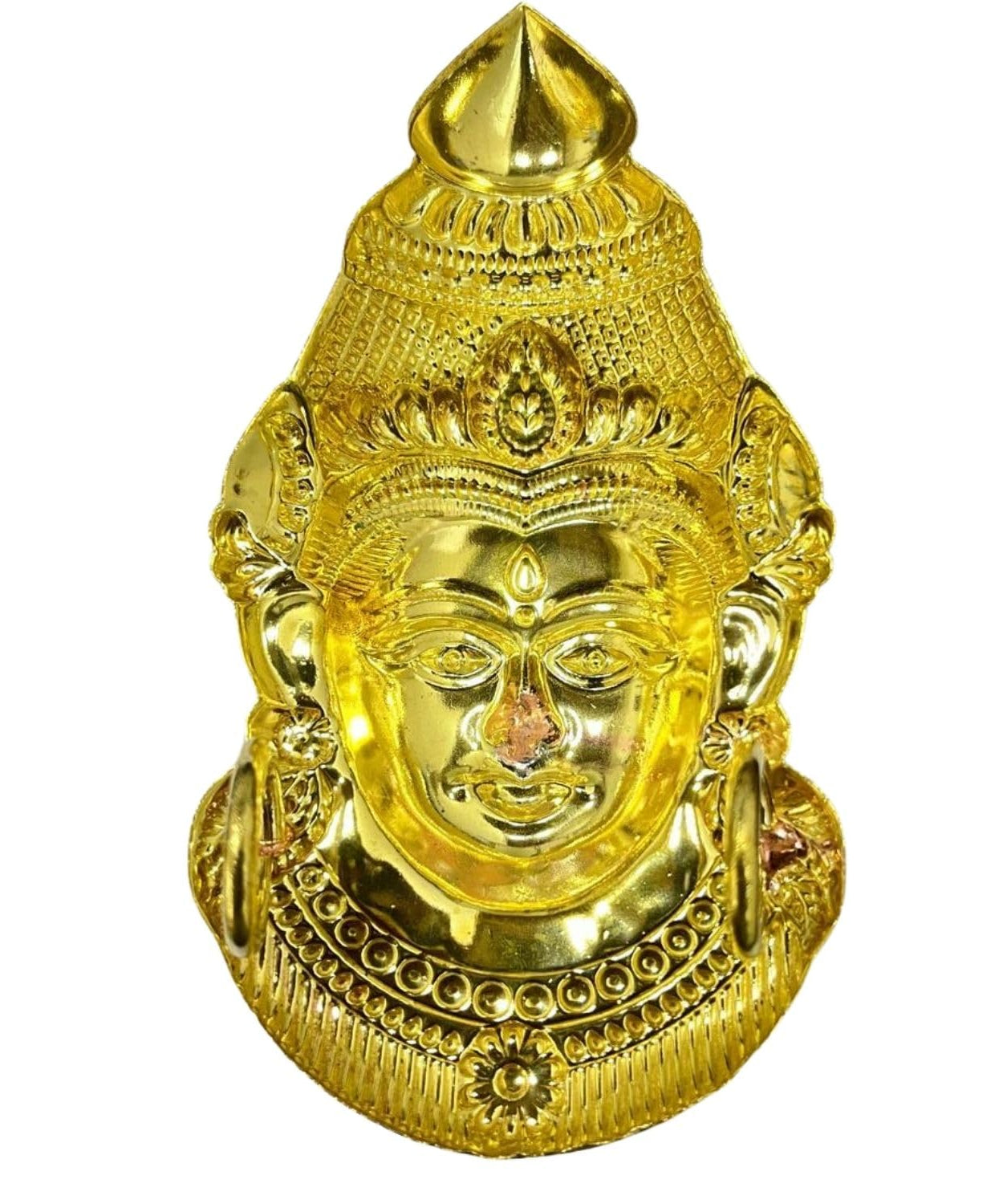 Decorative Varalakshmi Face Yellow Ammavari Face 6.5 inches - Laxmi Mukhota - Amman Face