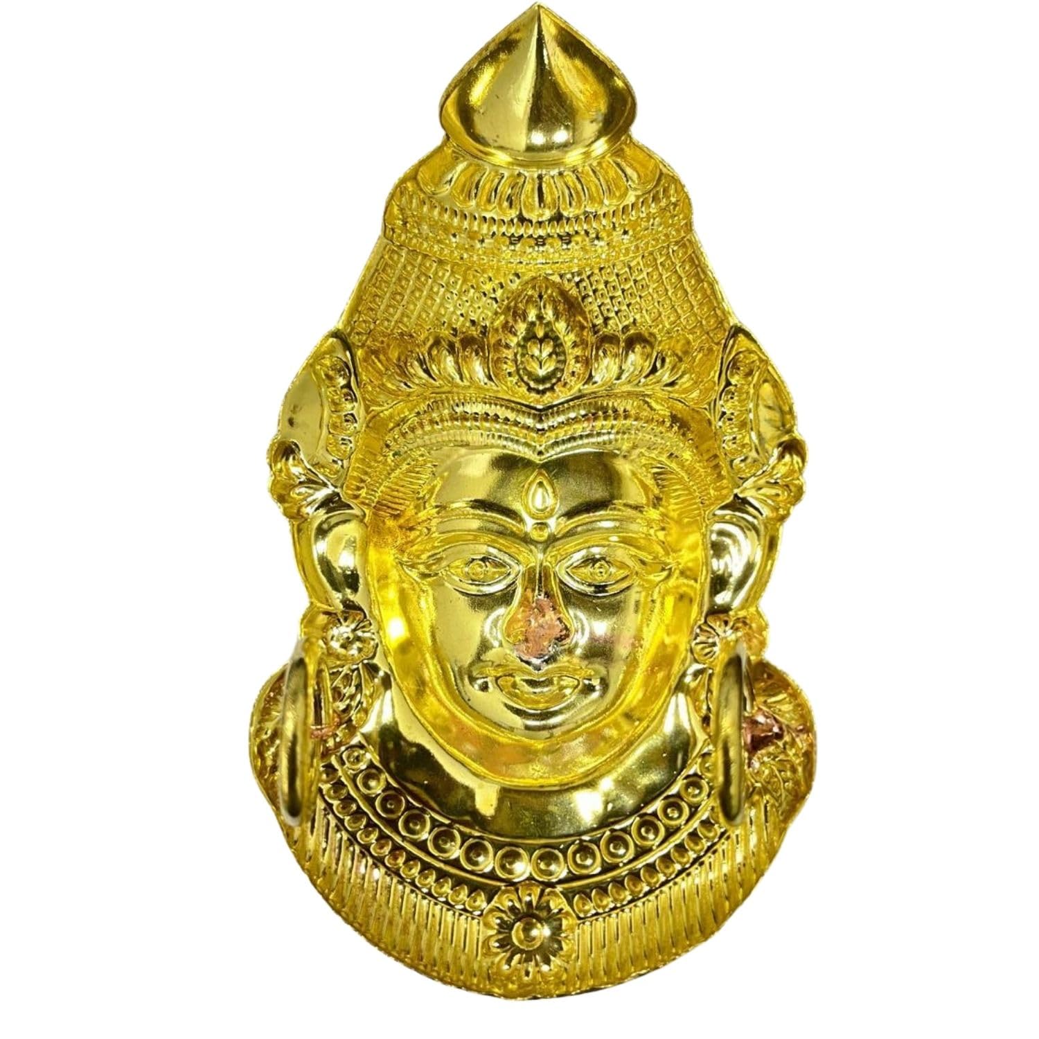 Decorative Varalakshmi Face Yellow Ammavari Face 6.5 inches - Laxmi Mukhota - Amman Face