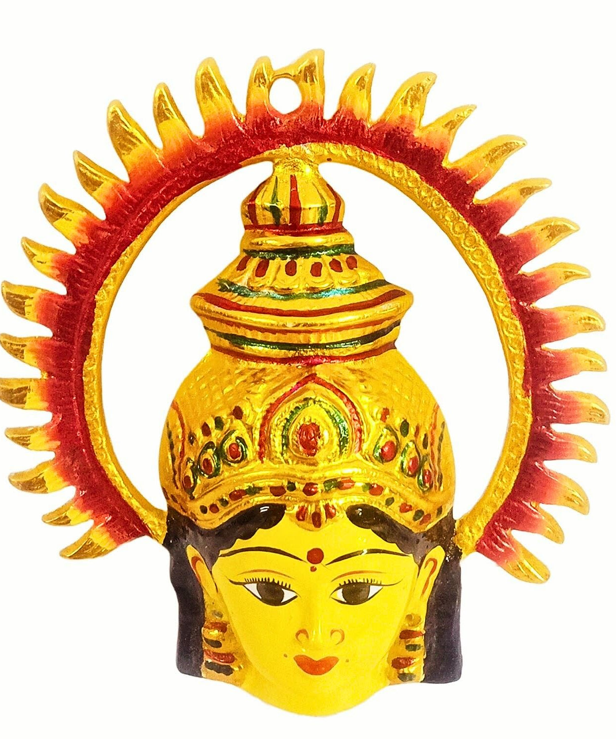 Metal Varalakshmi Devi Amman Face Decor with Suryan Arch & Alankaram – Traditional Pooja