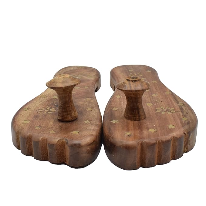 Handwork Wearable Wooden Chappal For Mandir Big Size