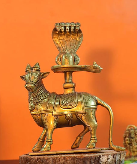 Lord Nandi with Shivlingam- Height-20 cms