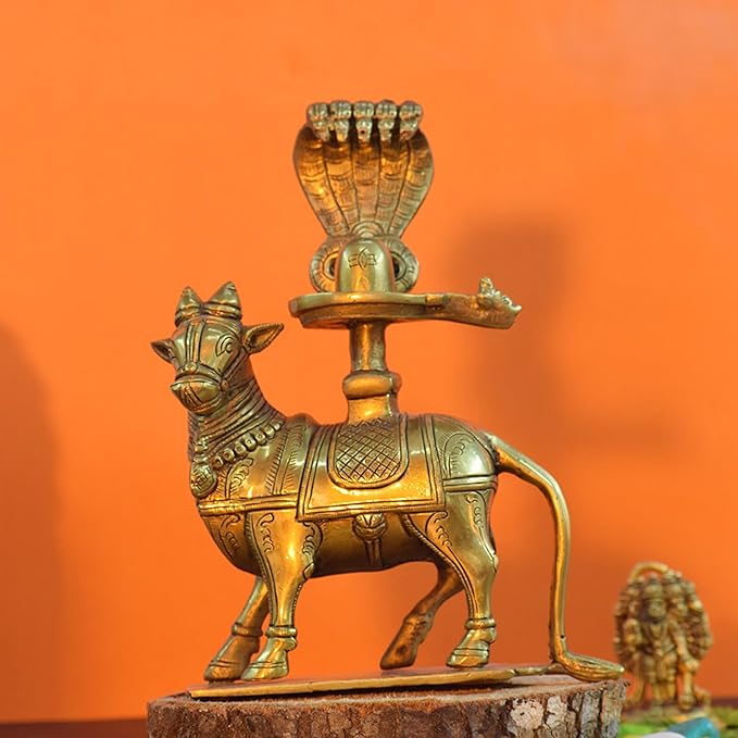Lord Nandi with Shivlingam- Height-20 cms