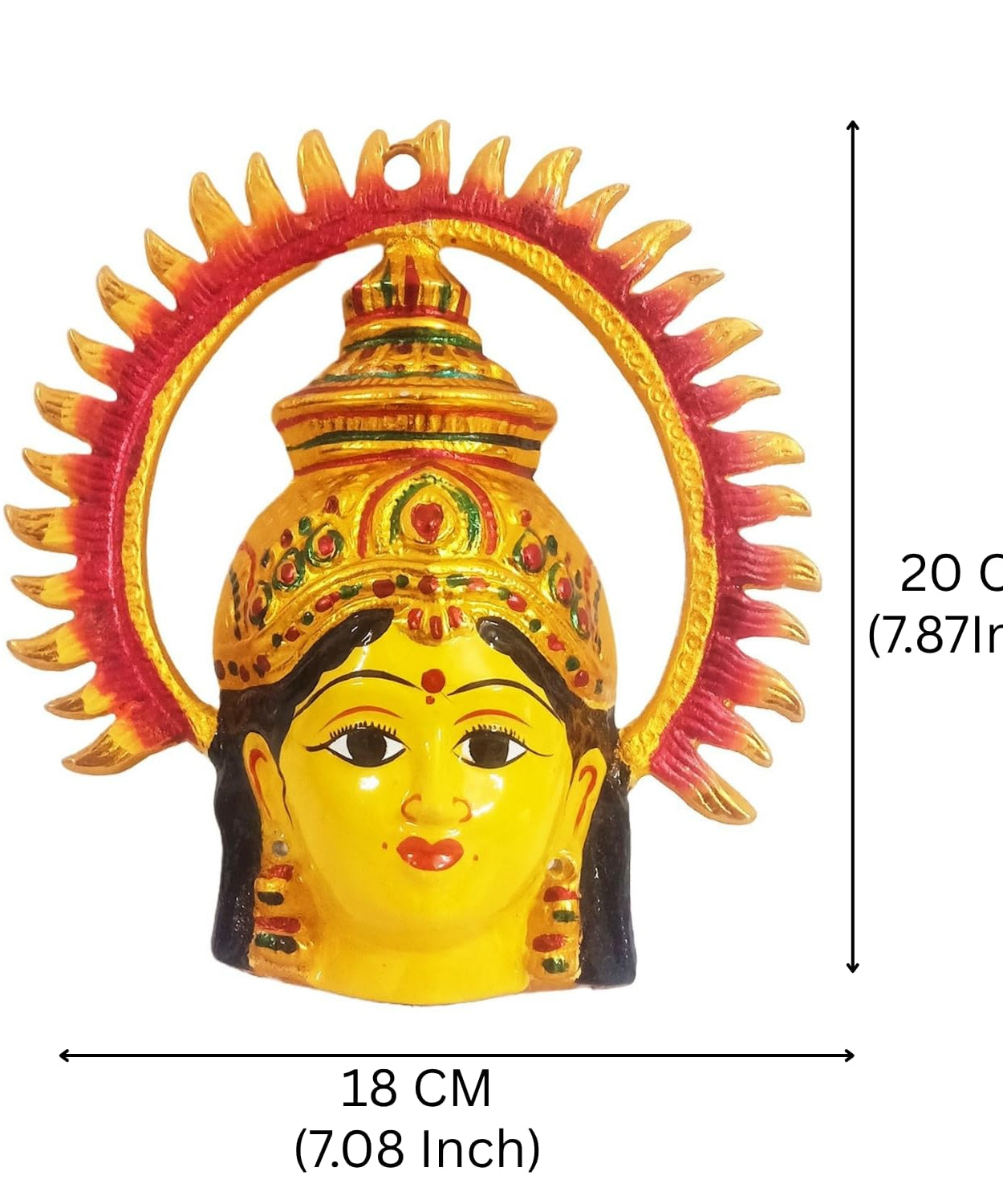 Metal Varalakshmi Devi Amman Face Decor with Suryan Arch & Alankaram – Traditional Pooja