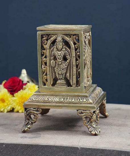 Aarti Brass Loban Dhoop Dani Burner with Bishnu Narayan &amp; Shankh Design