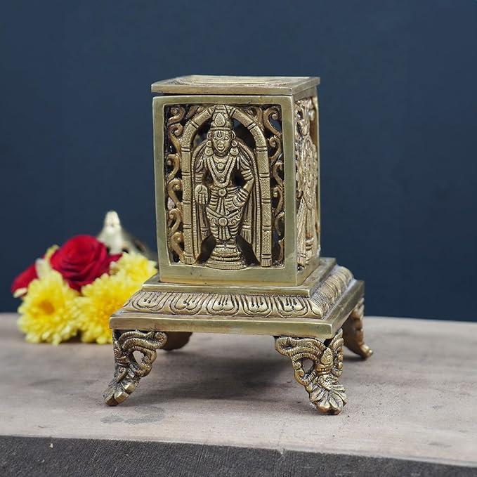 Aarti Brass Loban Dhoop Dani Burner with Bishnu Narayan &amp; Shankh Design