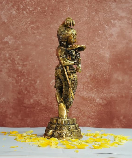 Brass Apsara Idol - Lady Statues- Decorative Sculptures -Artistically Carved Lady Satue - (14 inch Height)