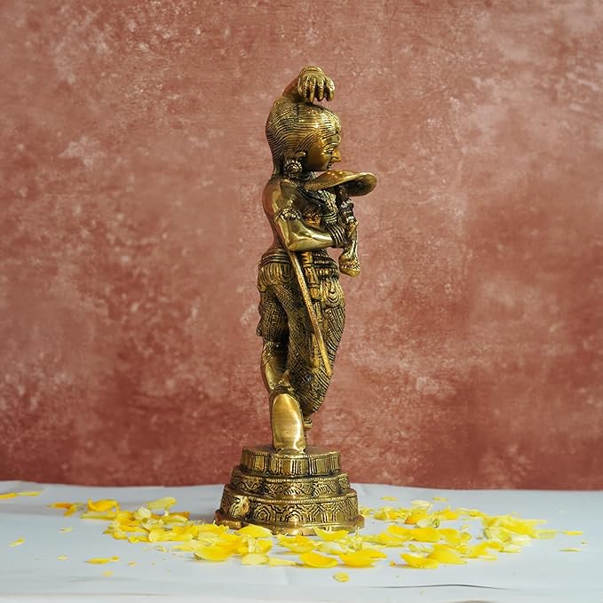 Brass Apsara Idol - Lady Statues- Decorative Sculptures -Artistically Carved Lady Satue - (14 inch Height)