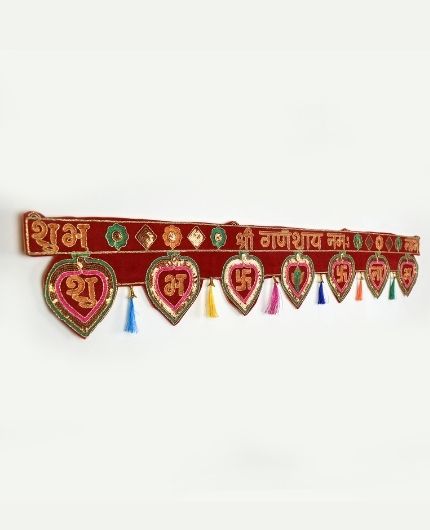 Welcome Bandarwal Decoration Ganesha Velvet Toran