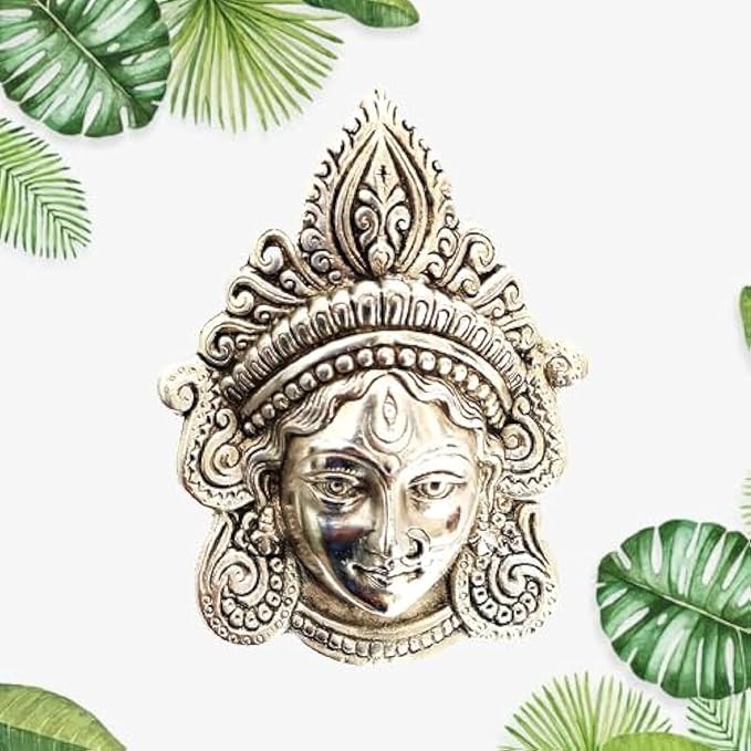 Maa Durga Face Mask Wall Hanging Metal Idol