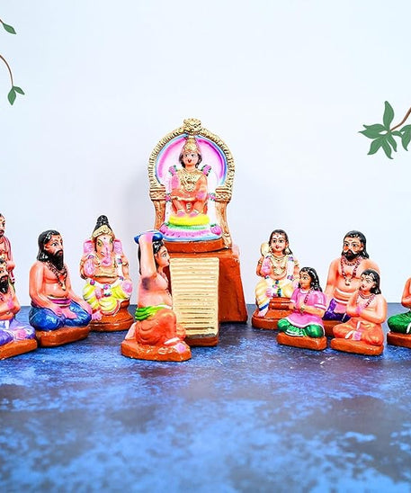 Ayyappan Clay Golu Dolls Set of 13Pcs | Handcrafted Navaratri Kolu Showpiece