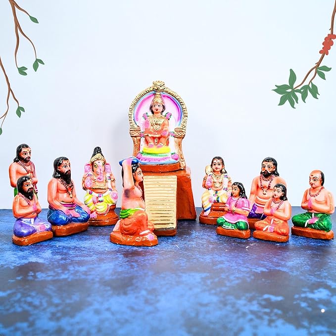 Ayyappan Clay Golu Dolls Set of 13Pcs | Handcrafted Navaratri Kolu Showpiece