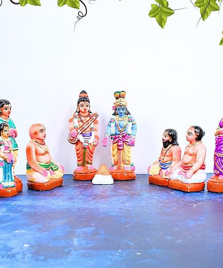 Handcrafted Navaratri Kolu Showpiece | Multicolor Medium Size Dolls for Golu Padi Decor
