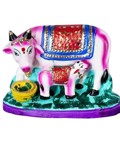 Pasu Kandru Cow Kolu Bommai for Navratri - Handmade Clay Doll - 10 cm