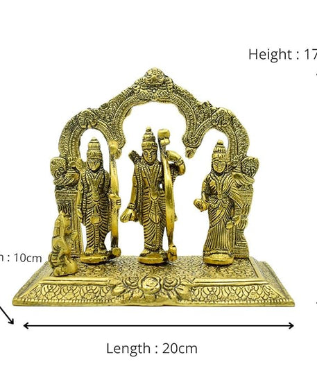 Metal Ram Darbar Murti with Ram Lakshman Sita and Hanuman for Home Temple, Gold, Medium