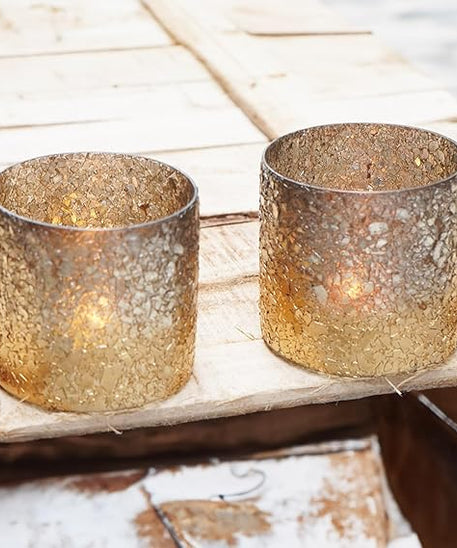 Gold Mercury Votive Tealight Candle Holders for Diwali Christmas
