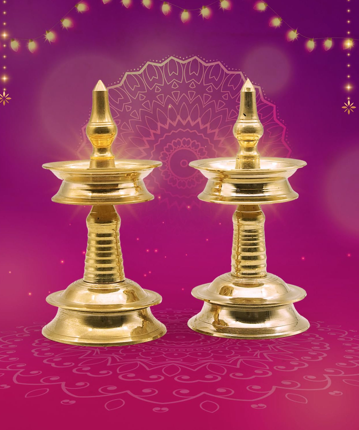 Puja N Pujari Nilavilakku Diya Kerala Brass Oil Lamp 8 Inch for Pooja Room