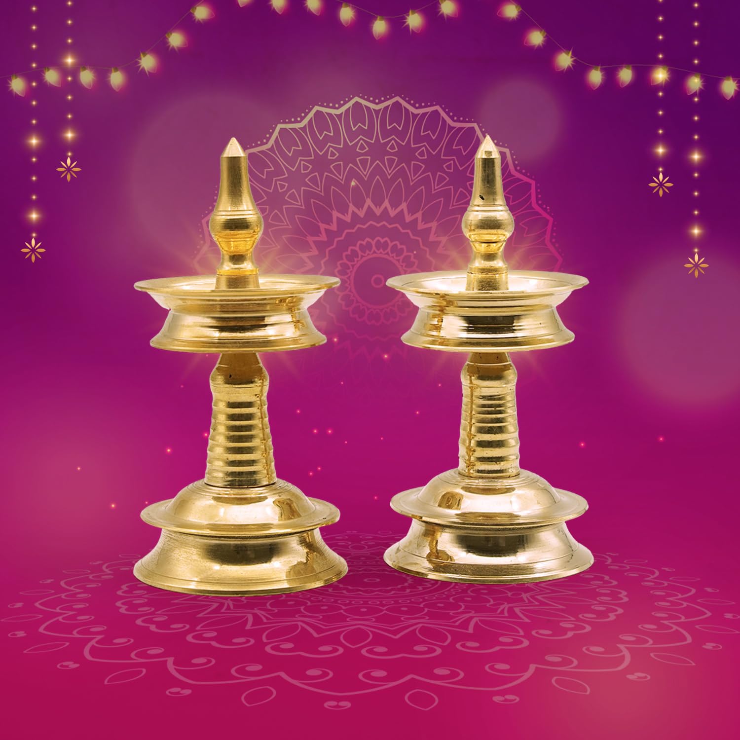 Puja N Pujari Nilavilakku Diya Kerala Brass Oil Lamp 8 Inch for Pooja Room