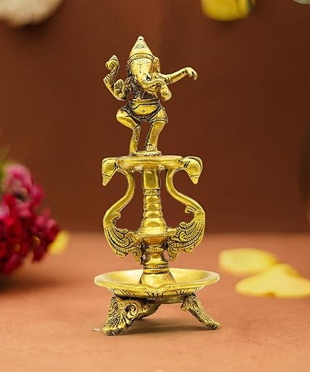 Dancing Ganesh Diya on Swan