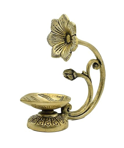 Brass Flower Design Standing Table Diya