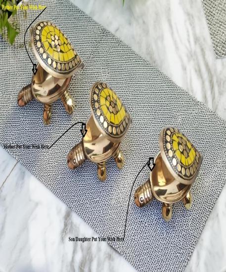 Feng Shui Brass Tortoise Wish Fulfilling Set with Secret Compartment – Pack of 3