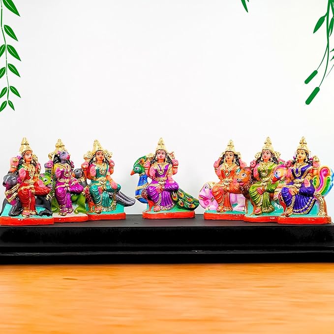 Sapthamathagal Amman Clay Golu Dolls Set of 7Pcs