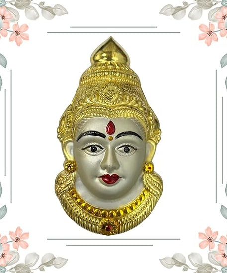 Decorative Varalakshmi Face Silver Ammavari Face 6.5 inches
