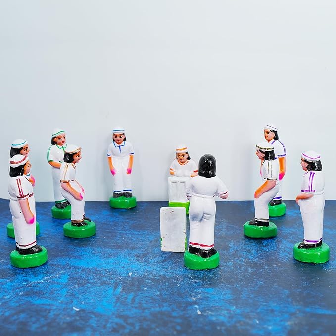 Handmade Clay Cricket Set Golu Dolls for Navrathri