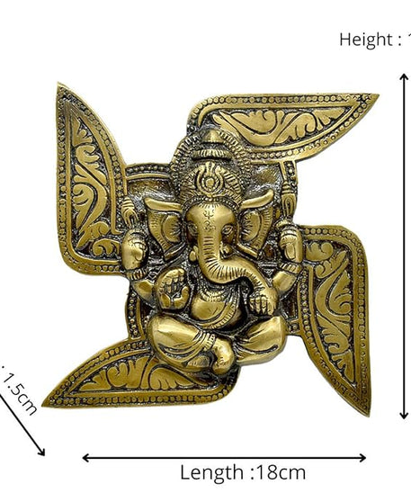 Ganesh on Swastik Wall Hanging Showpiece