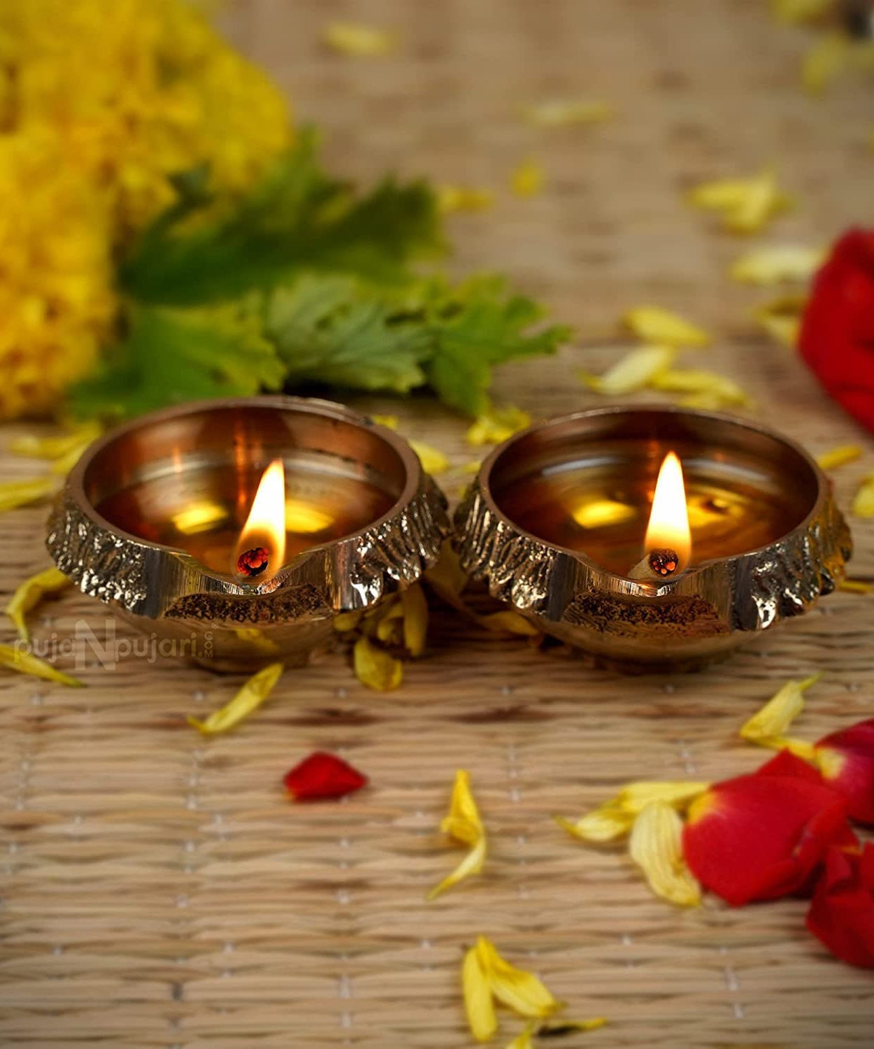 Kubera Gold Brass Diya (Set of 2)