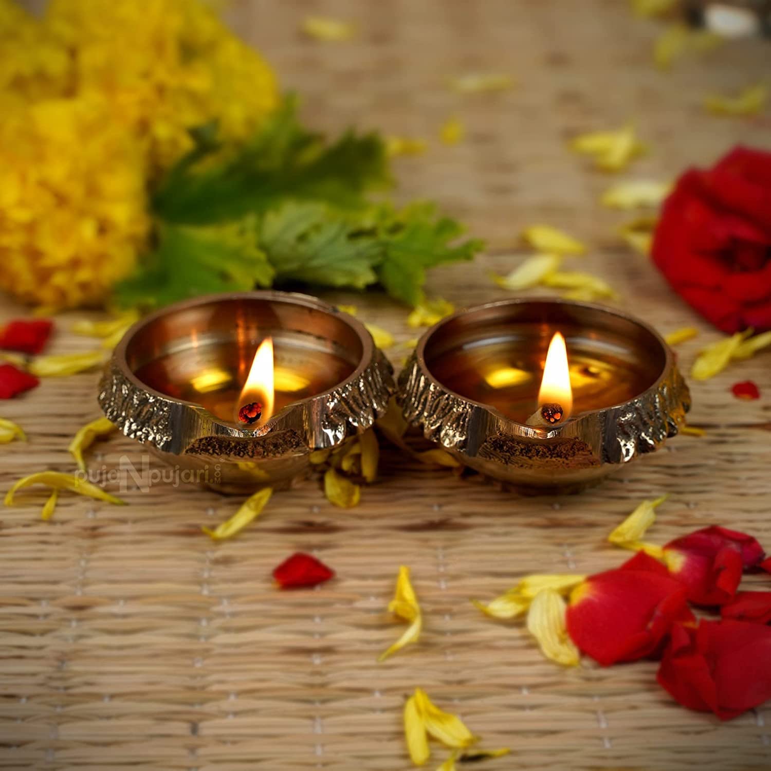 Kubera Gold Brass Diya (Set of 2)