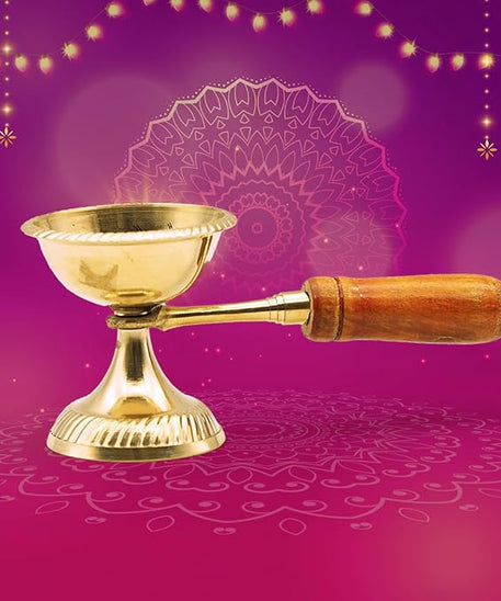 Aarti Dhoop Diya Wooden Handle For Pooja