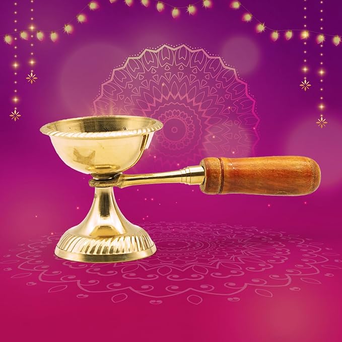 Aarti Dhoop Diya Wooden Handle For Pooja