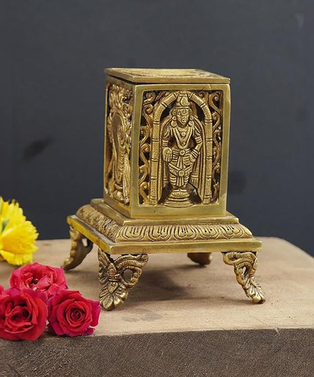 Aarti Brass Loban Dhoop Dani Burner with Bishnu Narayan &amp; Shankh Design