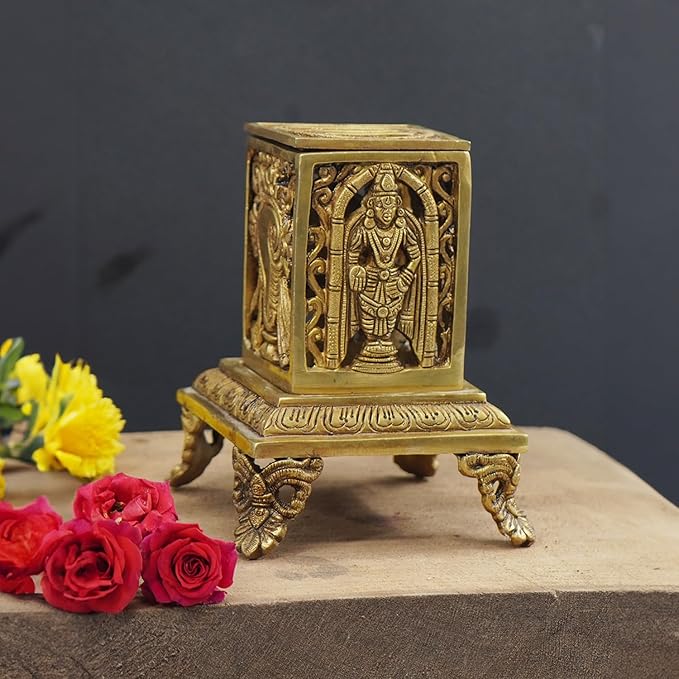 Aarti Brass Loban Dhoop Dani Burner with Bishnu Narayan &amp; Shankh Design