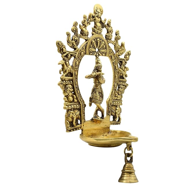 Krishna Wall Hanging Diya with Bell