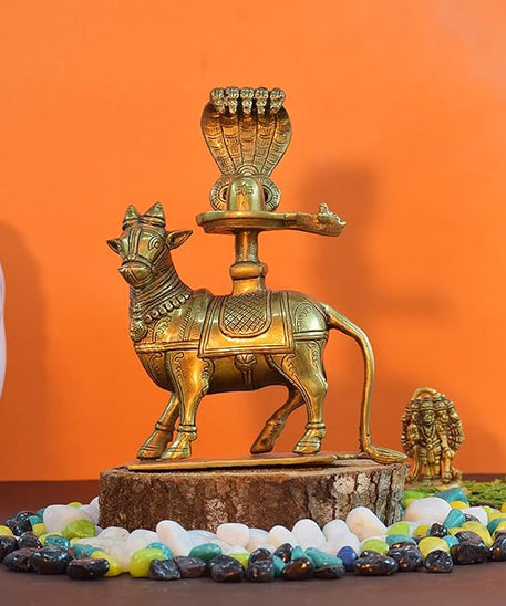 Lord Nandi with Shivlingam- Height-20 cms