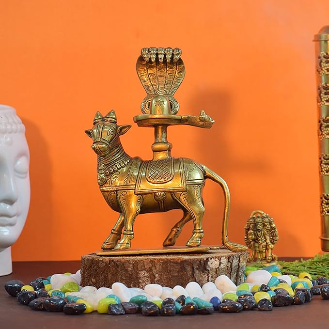 Lord Nandi with Shivlingam- Height-20 cms