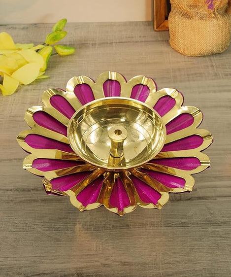 Lotus Brass Diya for Puja Oil Lamp Deepak Pooja Room Diwali Decoration