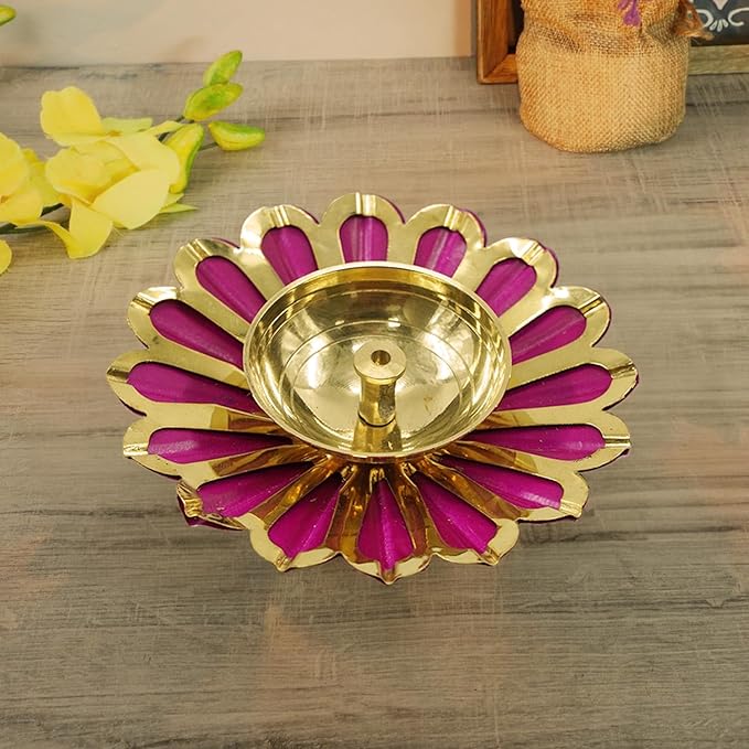 Lotus Brass Diya for Puja Oil Lamp Deepak Pooja Room Diwali Decoration