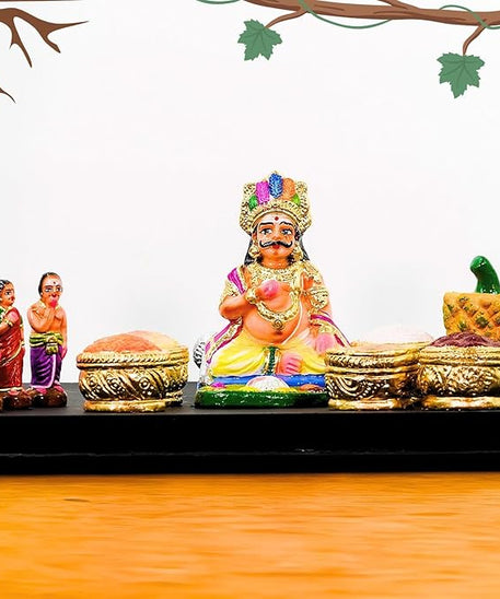 Maya Bazar Clay Golu Dolls Set of 10Pcs | Handcrafted Navaratri Kolu Showpiece