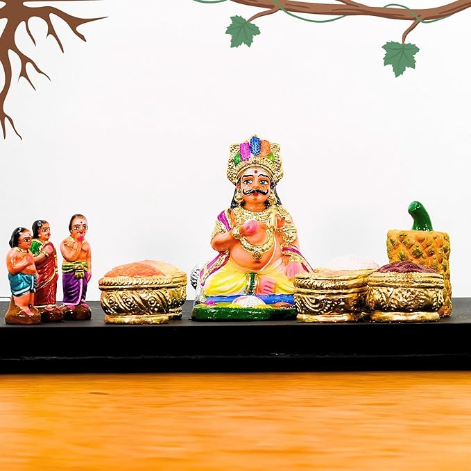 Maya Bazar Clay Golu Dolls Set of 10Pcs | Handcrafted Navaratri Kolu Showpiece