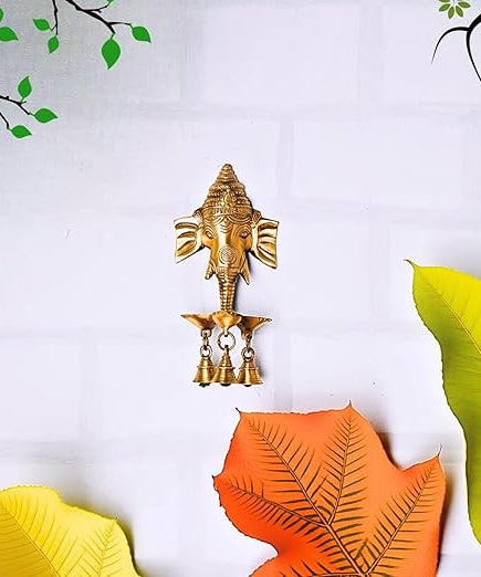 Ganesh Wall Hanging Three Diya Oil Lamp