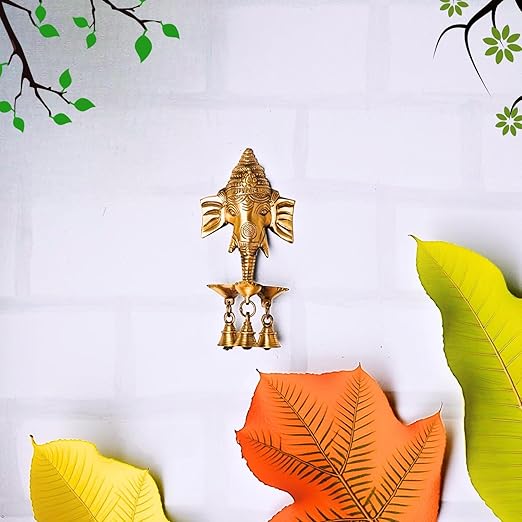 Ganesh Wall Hanging Three Diya Oil Lamp