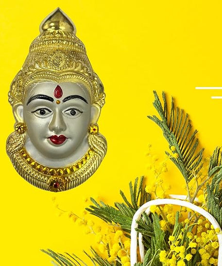 Decorative Varalakshmi Face Silver Ammavari Face 6.5 inches