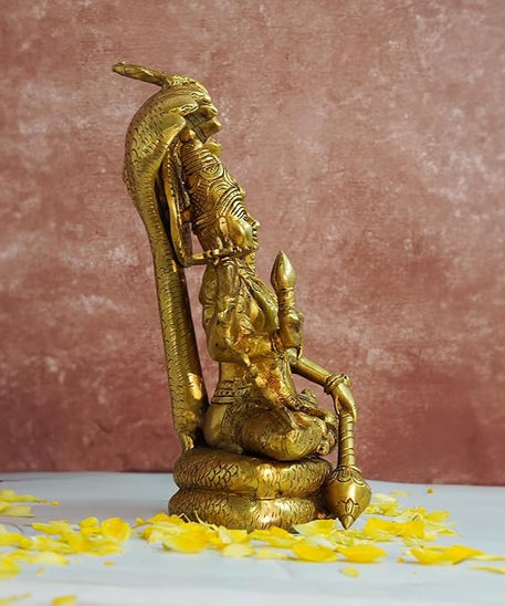 Brass Vishnu Seated on Sheshnag, Lord Vishnu, Vishnu God -Shri Hari Seated on Sheshnaag Brass Statue