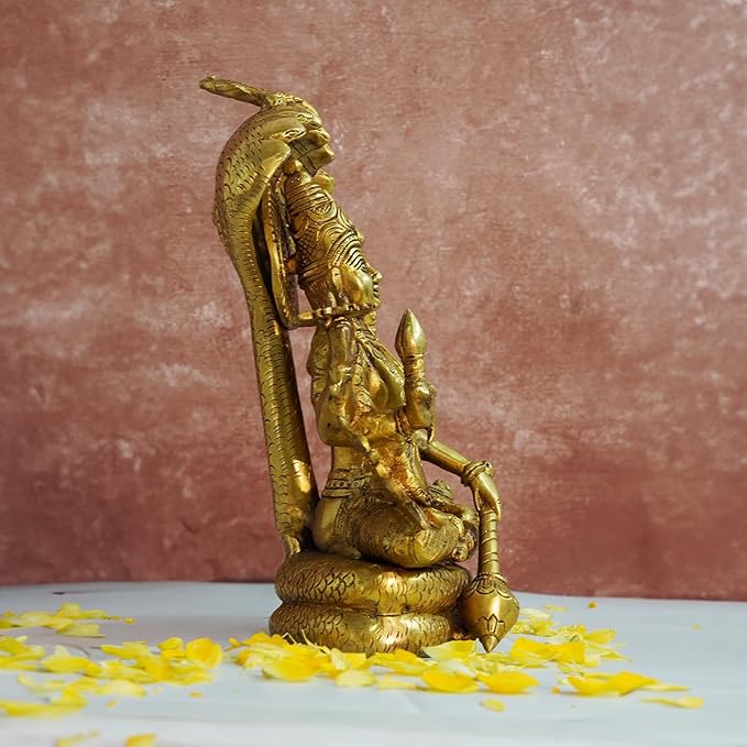 Brass Vishnu Seated on Sheshnag, Lord Vishnu, Vishnu God -Shri Hari Seated on Sheshnaag Brass Statue