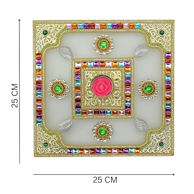 Acrylic Rangoli Set for Floor with Tealight Candle Holder