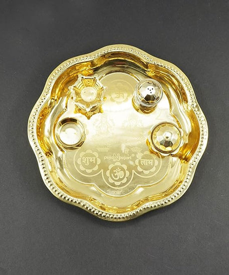 Brass Puja Thali Set with Complete Puja Essentials