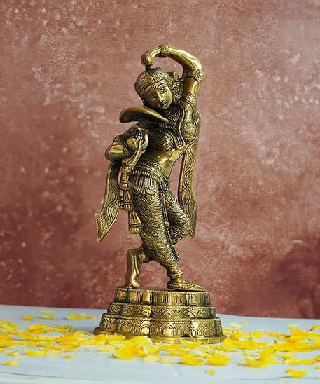 Brass Apsara Idol - Lady Statues- Decorative Sculptures -Artistically Carved Lady Satue - (14 inch Height)