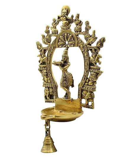 Krishna Wall Hanging Diya with Bell